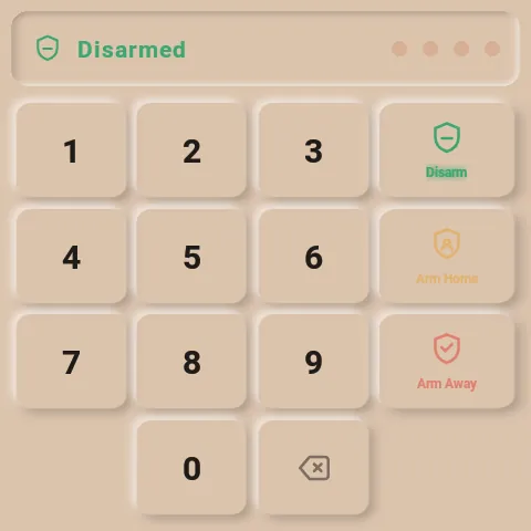 Alarm keypad on the panel in the Terracotta style
