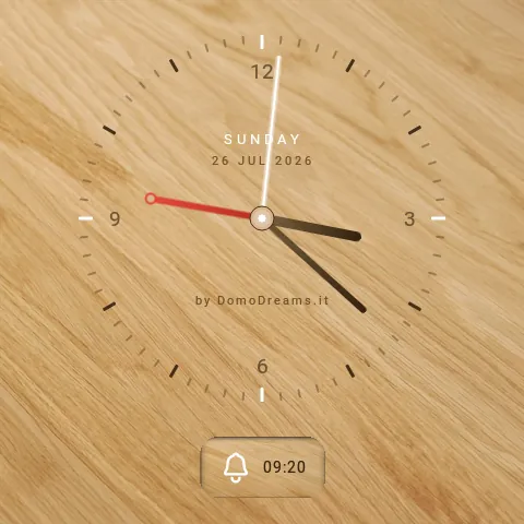 Clock page on the panel in the Oak Wood style